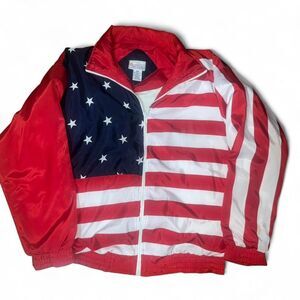 Active Horizon Unisex Medium Red White and Blue USA Flag Windbreaker Jacket SZ M
